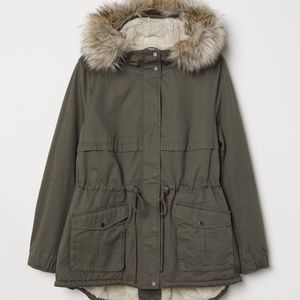 H&M Divided Khaki Green Sherpa Jacket